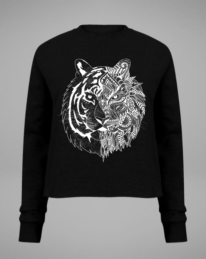 TIGER Crop Sweater - black - blogger and brands