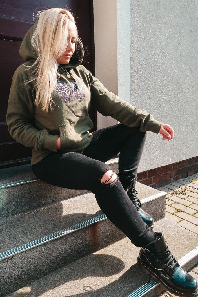 BUTTERFLY rosa Hoodie - military - blogger and brands
