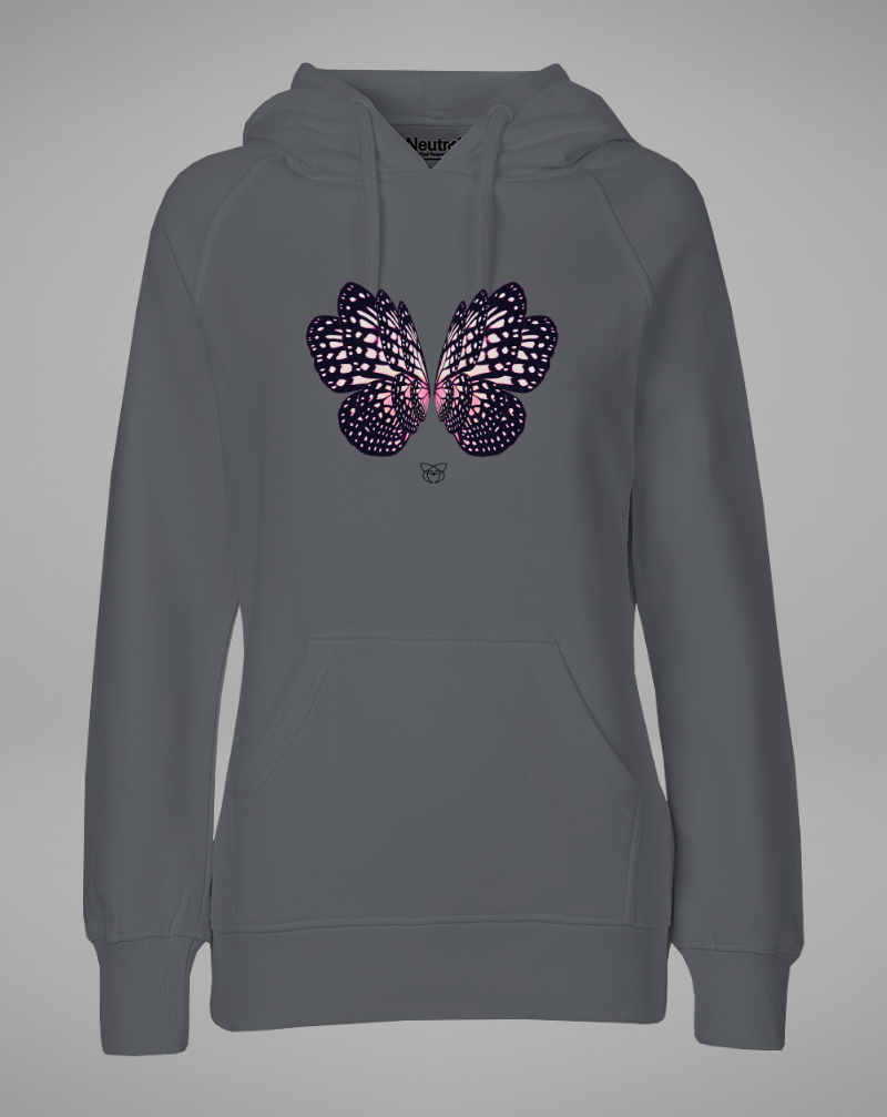 BUTTERFLY rosa Hoodie - grey - blogger and brands